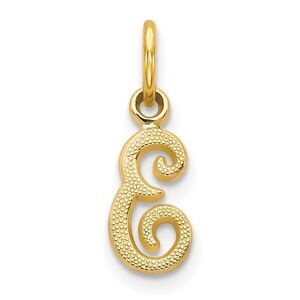 The Sadie 14k Yellow Gold Mini Satin Script Initial Charm, Letter E